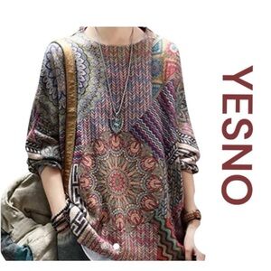 YESNO Oversized Multi-Colored Boho Sweater, Size - One Size Fits All.